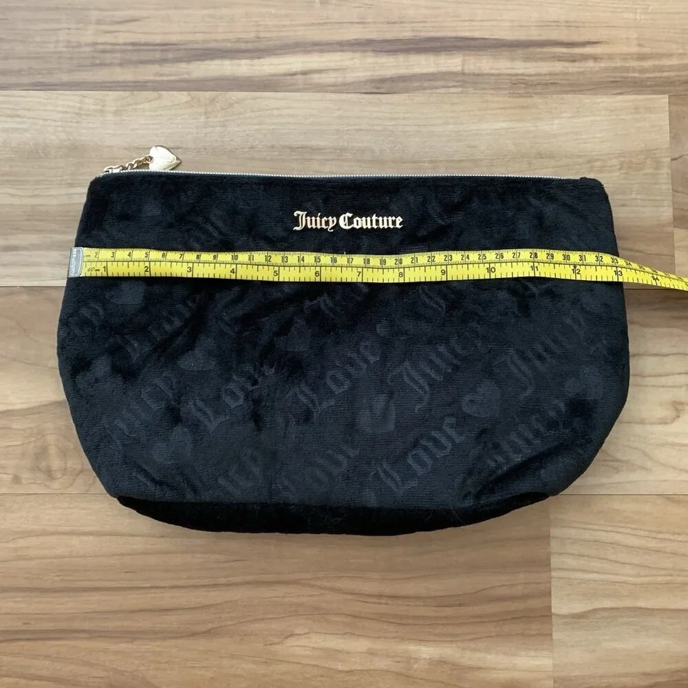 Juicy Couture Large Capacity Black Velour Cosmetic Pouch